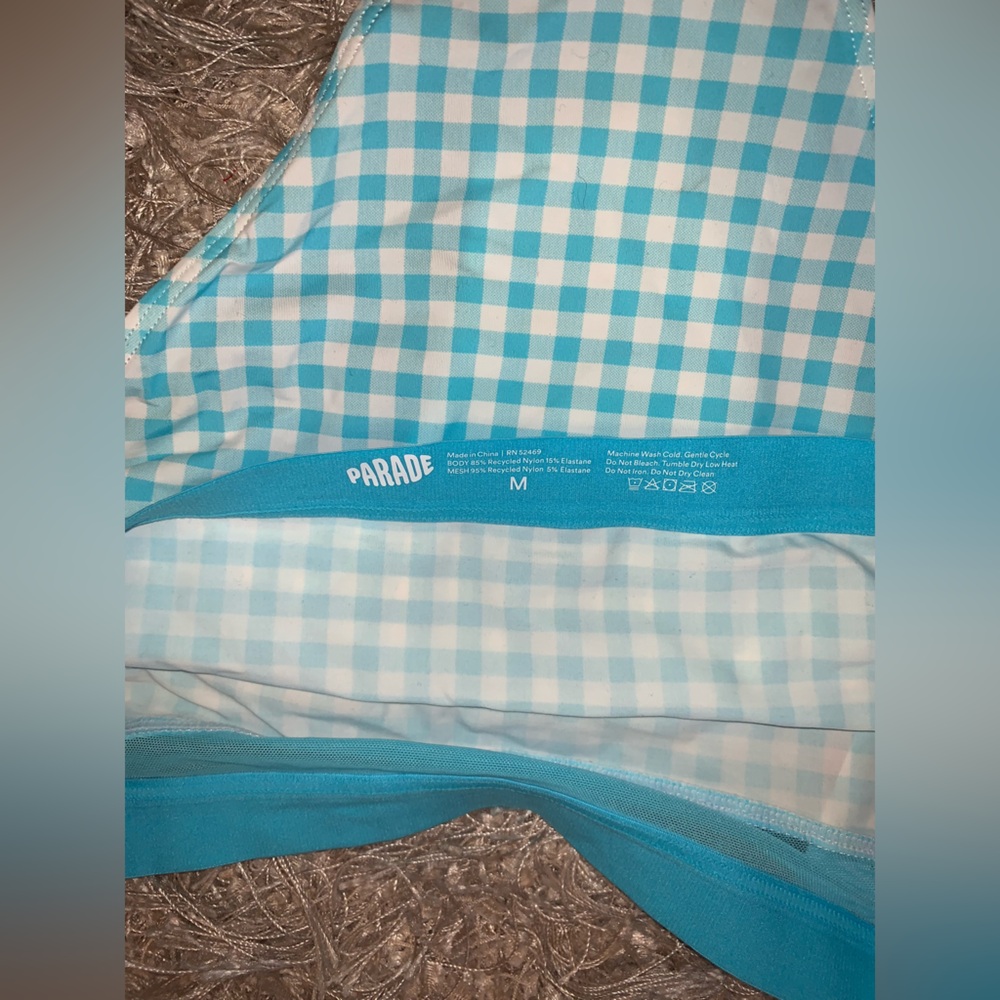 3 for $30 β‘οΈ Blue Checkered Women's Bra & Undies matching set - size L NWT - Picture 8 of 16